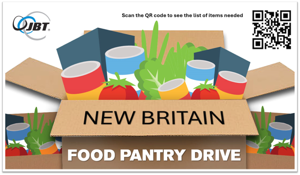 JBT Automated Systems Partners with New Britain Food Pantry for October Food Drive, Supporting Local Families for the Second Year
